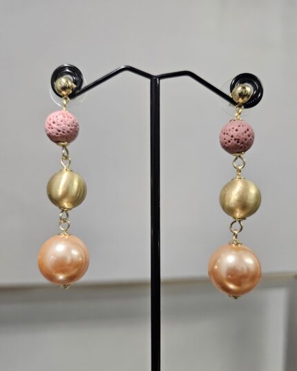 Golden Sphere Gem Drop Earrings
