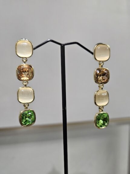 Gemstone Duo Drop Earrings