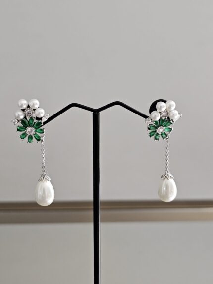 Emerald Blossom Drop Earrings