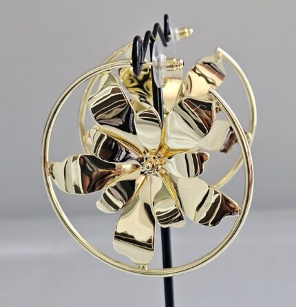 Golden Blossom Hoop Earrings