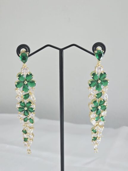 Emerald Bloom Dangling Earrings