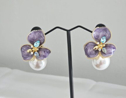 Marble Blossom Pearl Drop Earrings