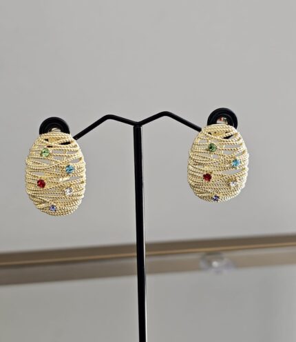 Gemstone Ribbed Earrings