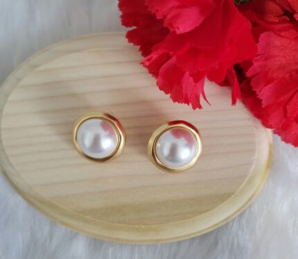 Golden Pearl Embrace Earrings